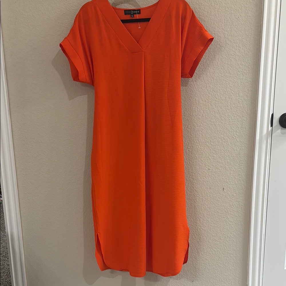 Orange V-Neck Dress